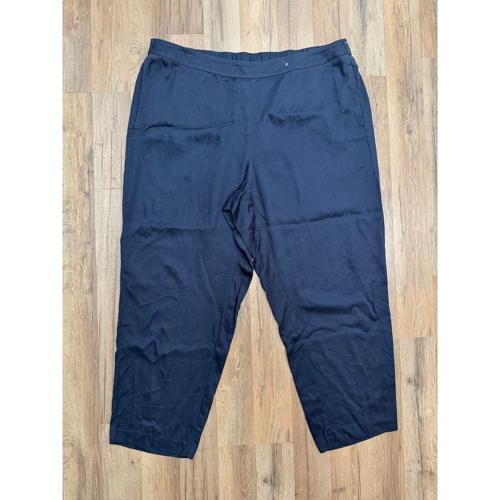 Pure Jill J Jill Pull On Pants‎ 2X Black Tencel Lyocell Elastic Waist Crop Plus - Picture 2 of 9
